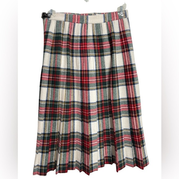 VTG Post O'Horn Scottish Wool Blend Skirt Plaid Wrap Kilt Pleated Size 6 Fringe - Picture 8 of 13